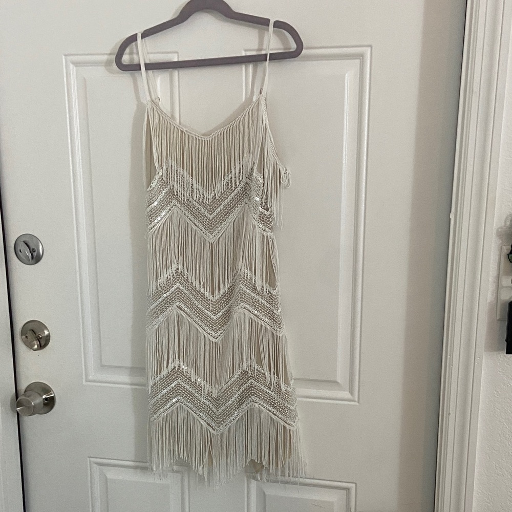 Lulu's Cream Fringe Dress
